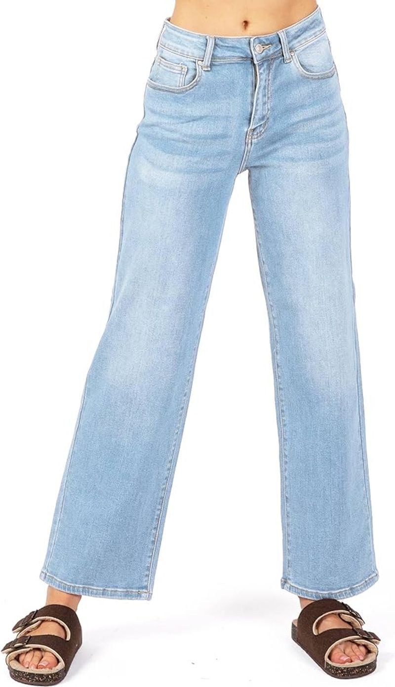 Light-Wash Straight-Leg Jeans