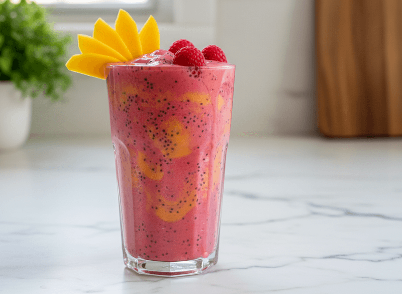 Raspberry-Mango Chia Seed Smoothie