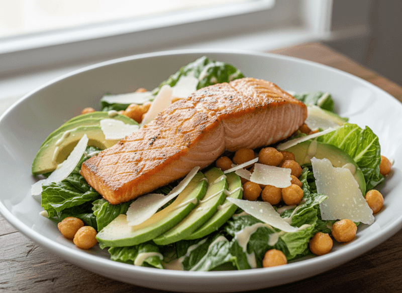 Salmon Caesar with Avocado