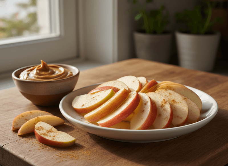 Apple Slices with Peanut Butter and Cinnamon