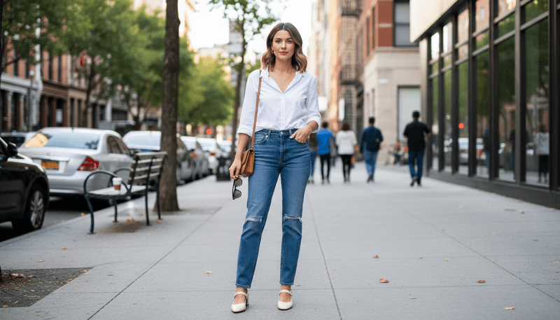 Straight-Leg Jeans + Button-Down