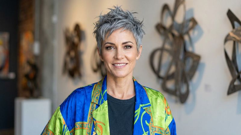 Textured Gray Pixie Cut