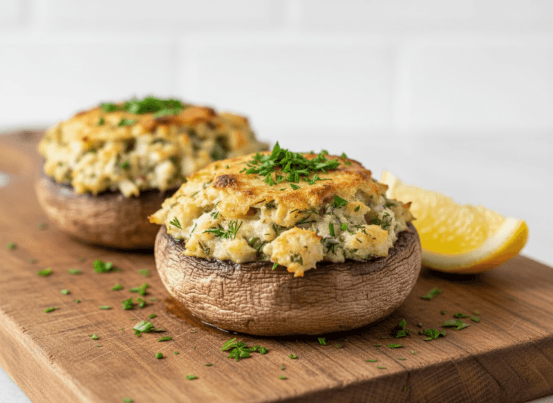 Crab-Stuffed Portobello Mushrooms with Lemon and Herbs