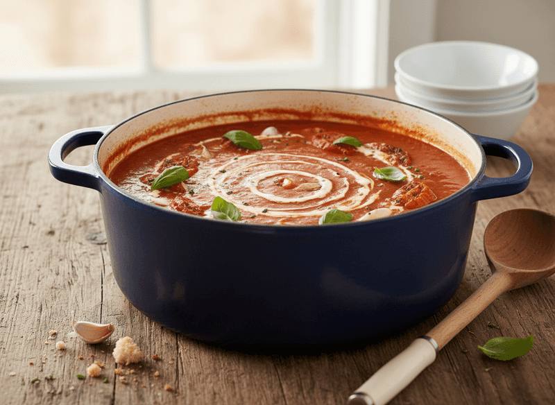 Creamy Roasted Tomato & Garlic Basil Soup