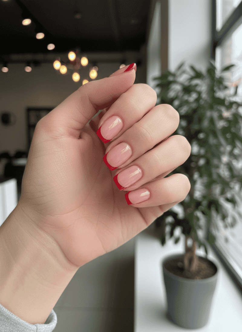 Classic Cherry Red French Tips