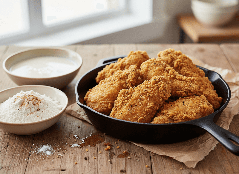 Sunday Cast-Iron Buttermilk Fried Chicken