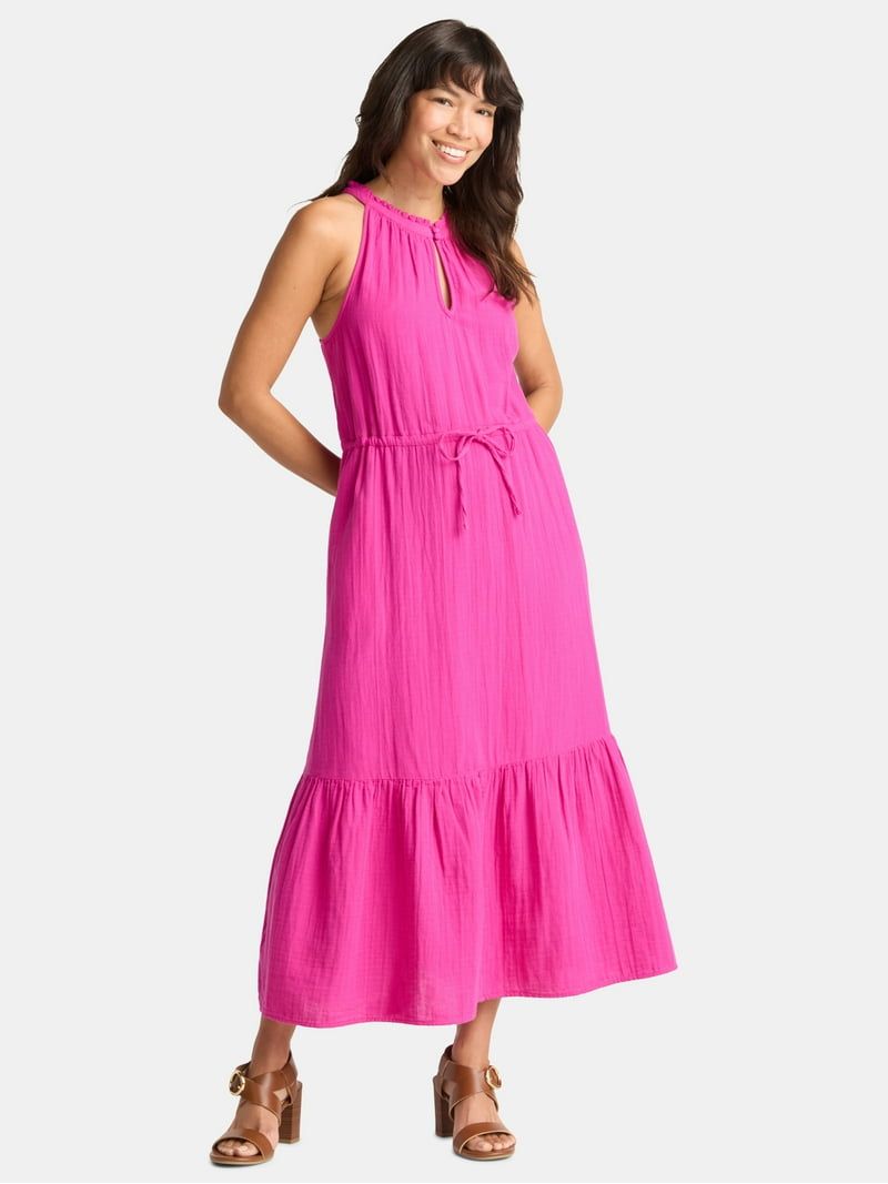 Time and Tru Cotton Sleeveless Tiered Midi Dress
