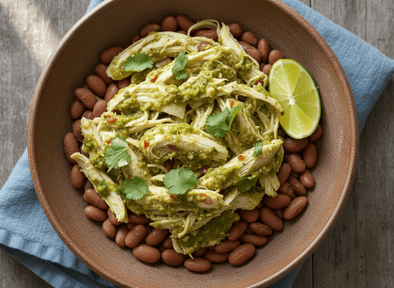 Slow-Cooked Chicken Verde with Pinto Beans