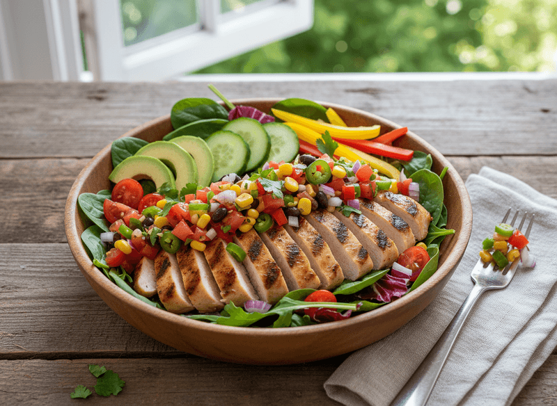 Grilled Chicken Salad with Salsa Dressing