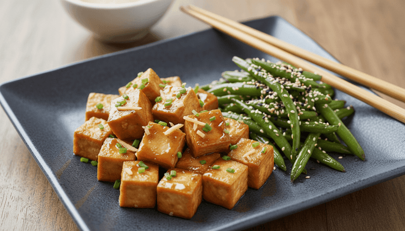 Ginger-Soy Tofu with Sesame Green Beans