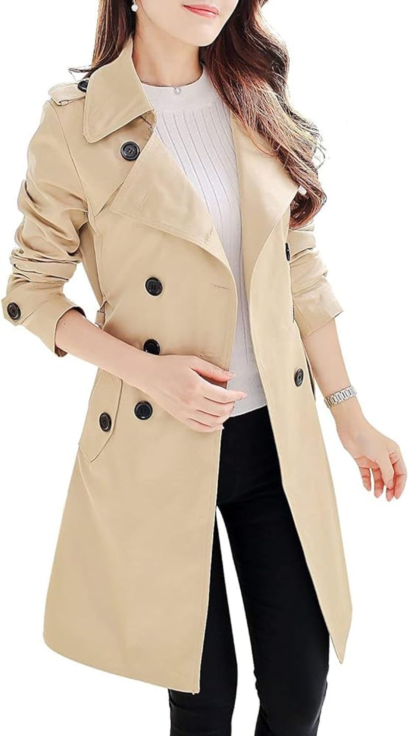Classic Khaki Double-Breasted Trench