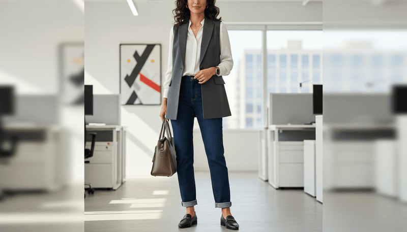 Wear Jeans with a Tailored Vest