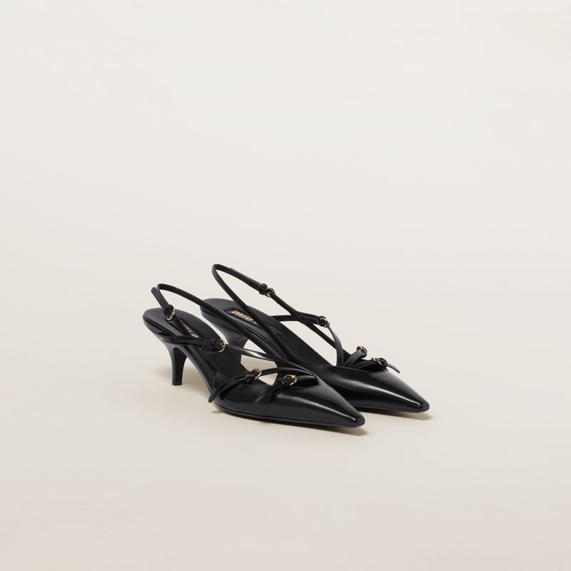 Miu Miu – Patent Leather Slingback Kitten Heel Pumps