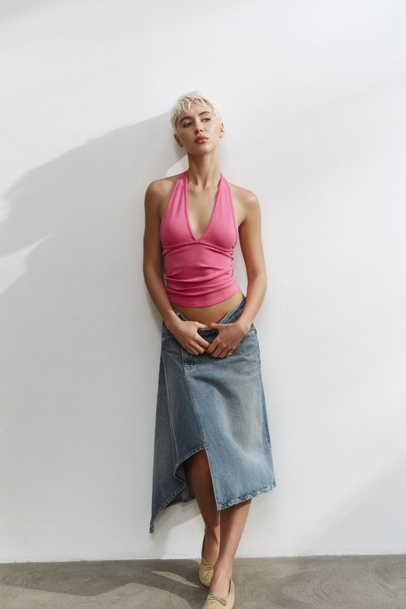Asymmetric TRF Denim Skirt