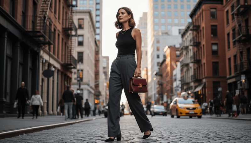 Black Tank + Wide-Leg Trousers