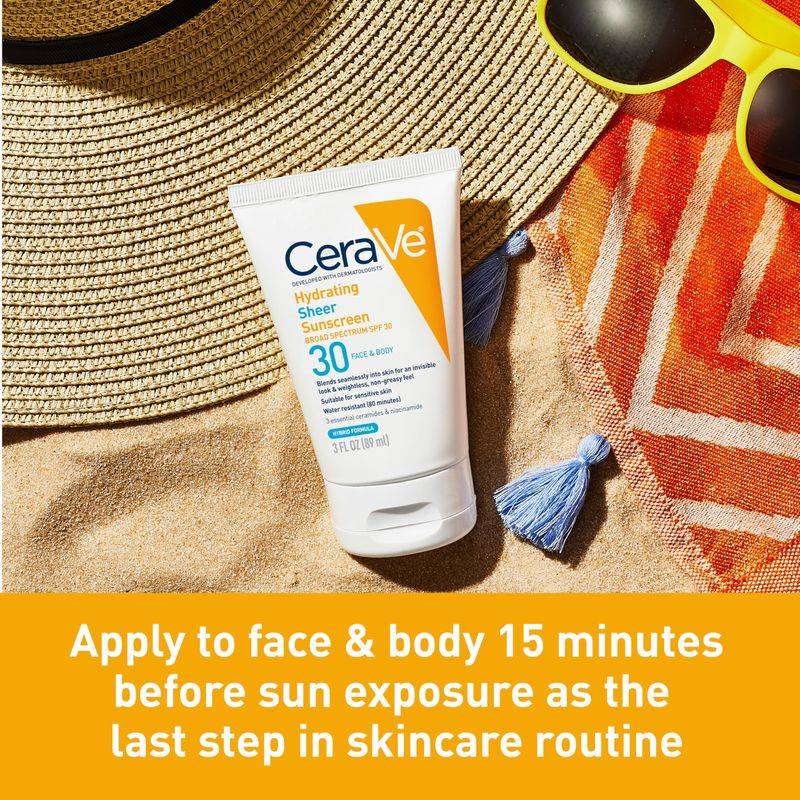 CeraVe Hydrating Sheer Sunscreen SPF 30 for Face and Body