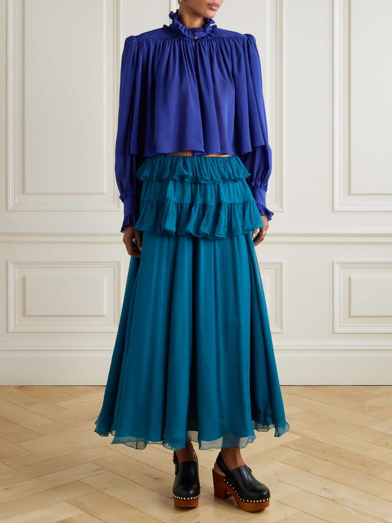 Chloe Ruffled Silk Georgette Blouse