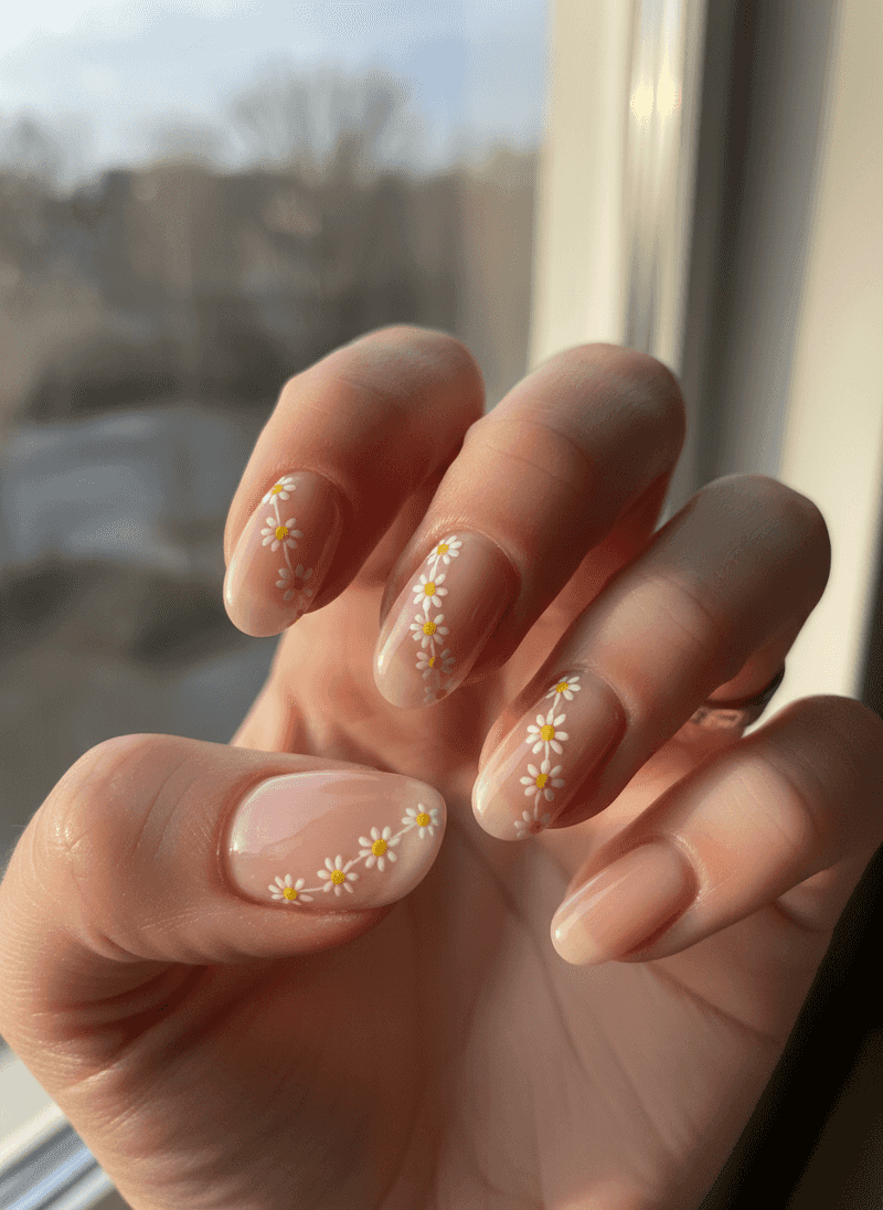 Tiny Daisy Chain Details Over a Nude or Blush Base