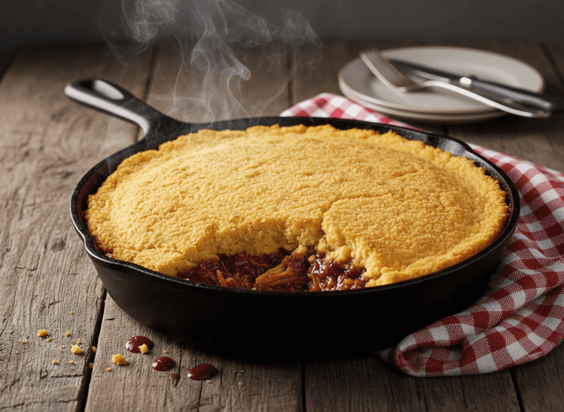 BBQ Pulled Pork & Cornbread Topping Bake