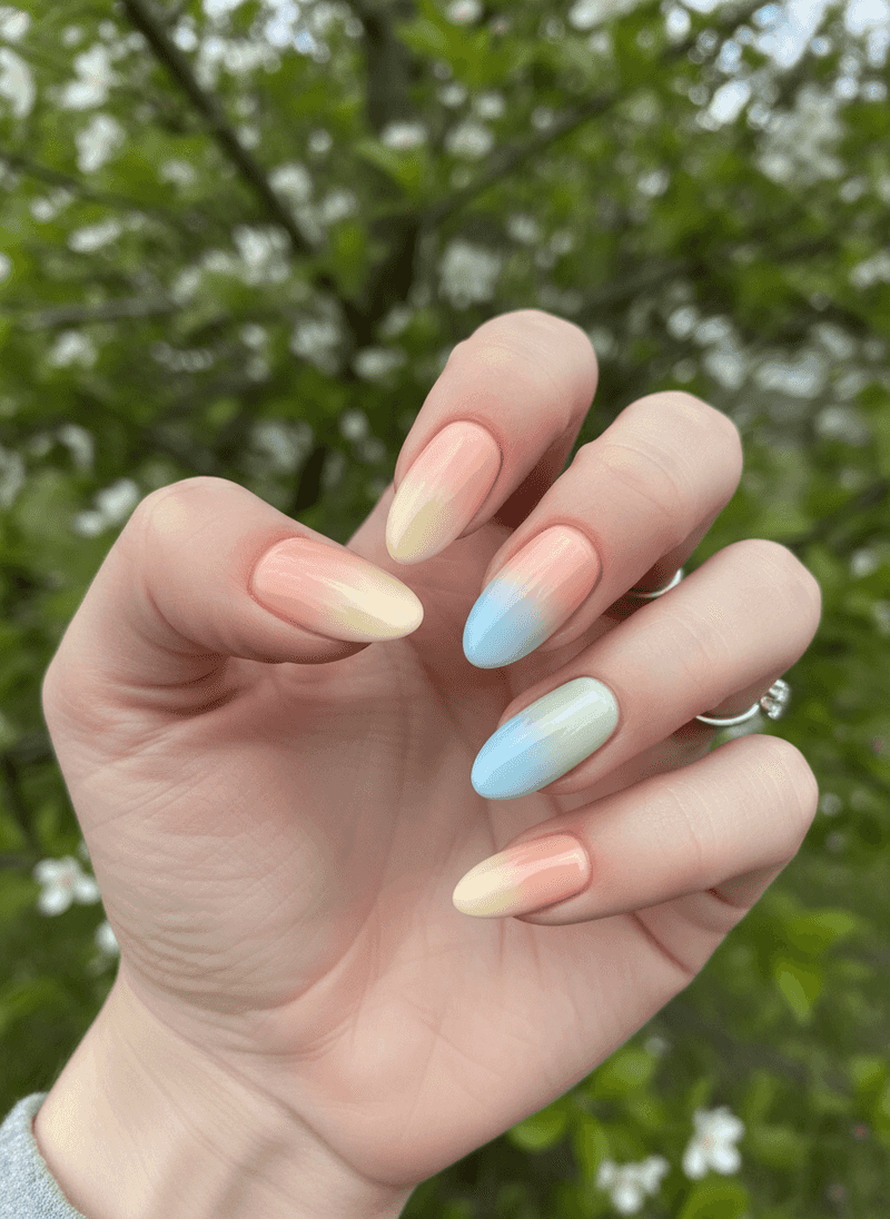 Subtle Ombre Fade from Butter Yellow to Soft Peach or Mint to Sky Blue