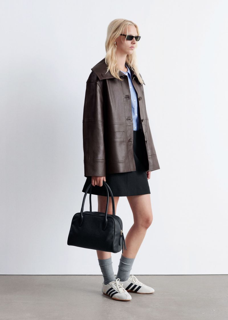 & Other Stories – Drawstring Waist Leather Jacket
