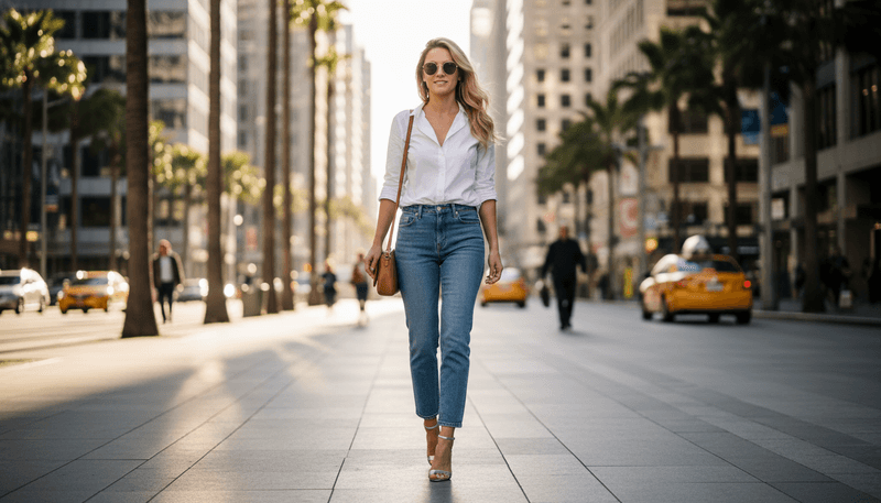 Denim and Metallic Accent