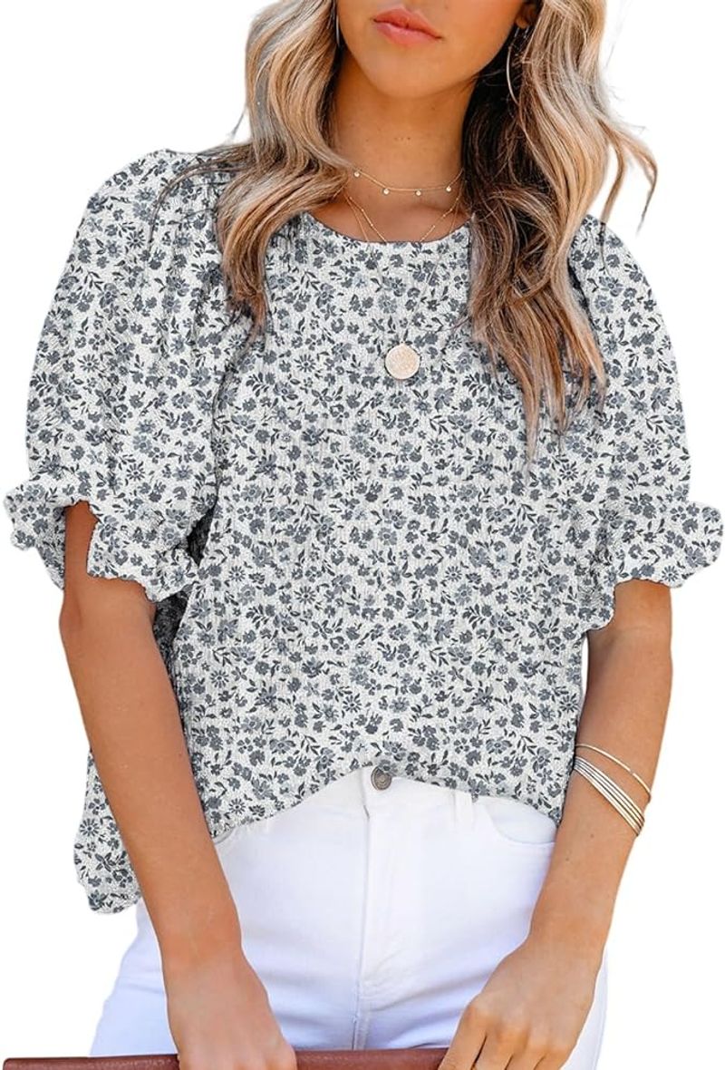 Dokotoo Floral Puff-Sleeve Blouse