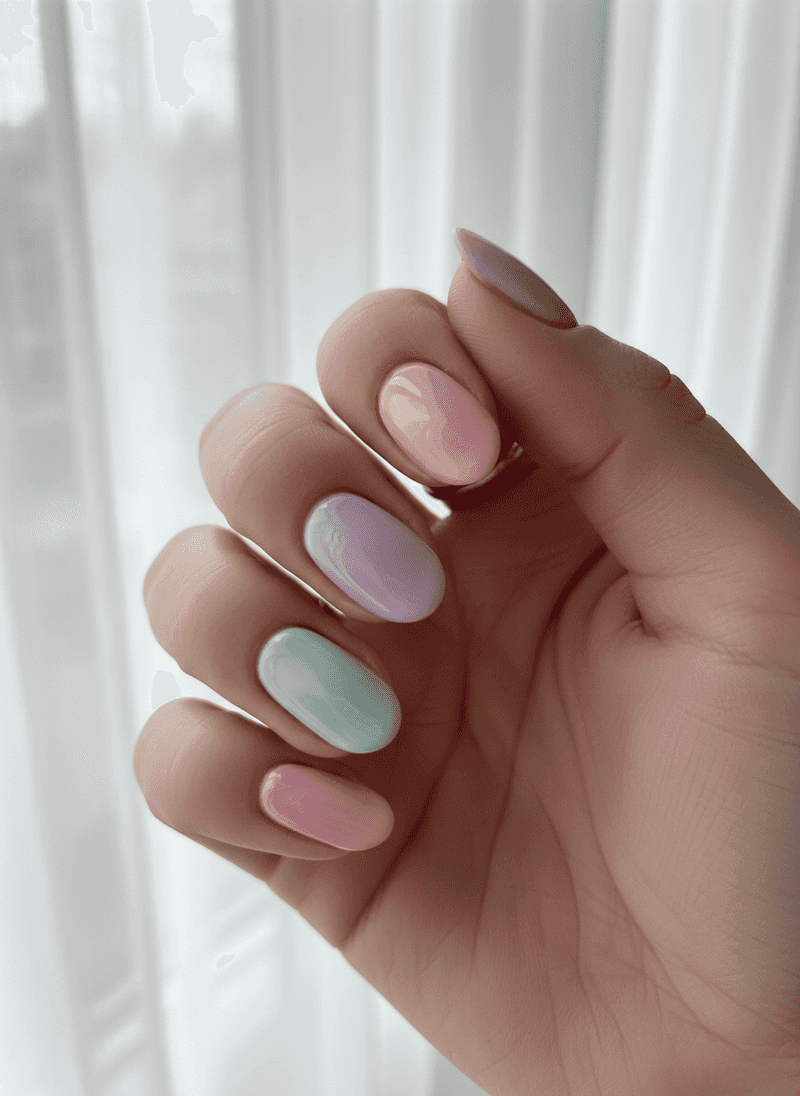 Glossy Jelly Nails in Translucent Candy Colors