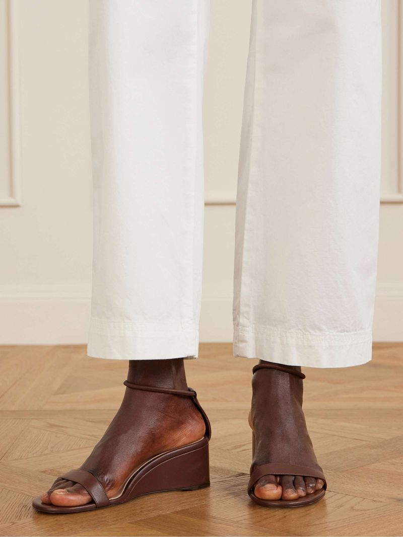 Gianvito Rossi Calypso Leather Wedge Sandals