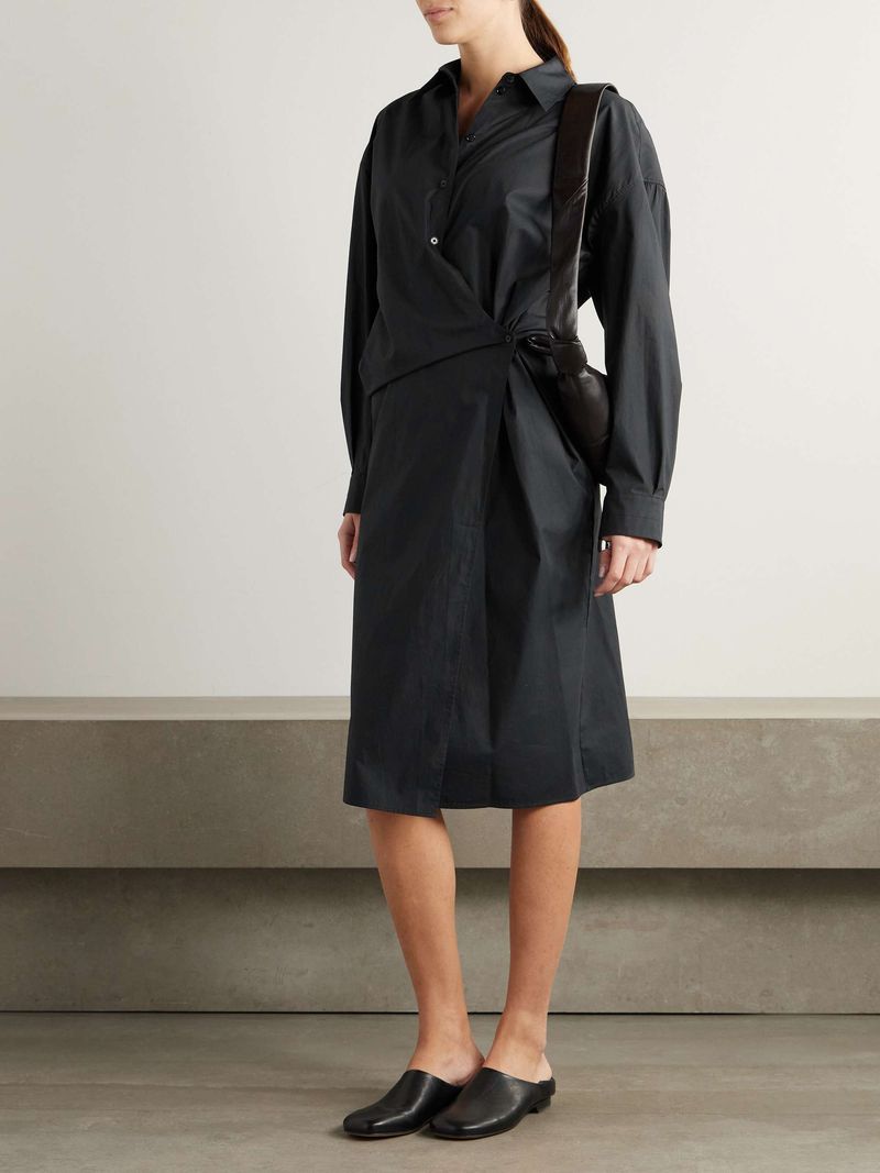 LEMAIRE Wrap-Effect Cotton-Poplin Midi Shirt Dress