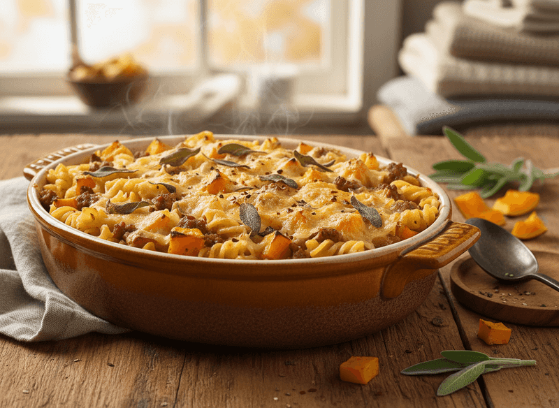 Butternut Squash, Sage & Sausage Pasta Bake