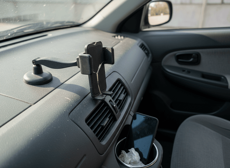 A Cracked Phone Mount He Never Bothered Replacing