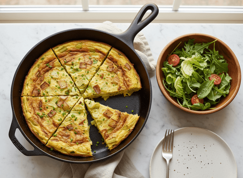 Potato and Leek Frittata with a Simple Green Salad
