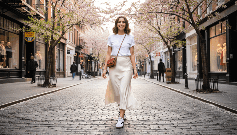 Midi Skirt + Casual Top