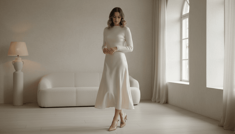 Midi Skirt + Fitted Sweater