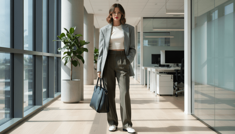 Oversized Blazer + Baby Tee + Wide-Leg Trousers