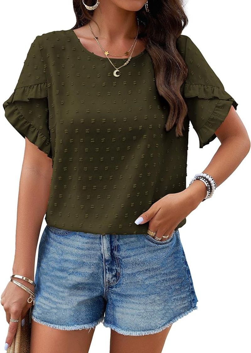 PRETTYGARDEN Flutter Sleeve Blouse