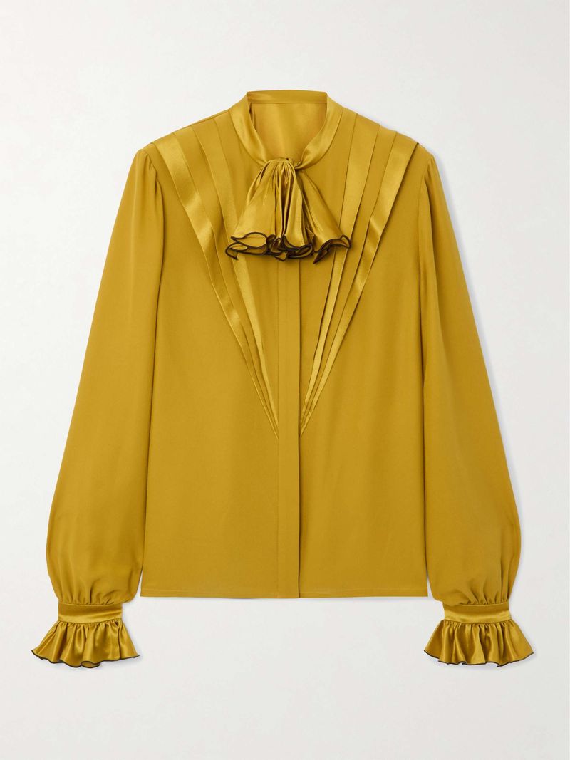Pleated High-Neck Blouse