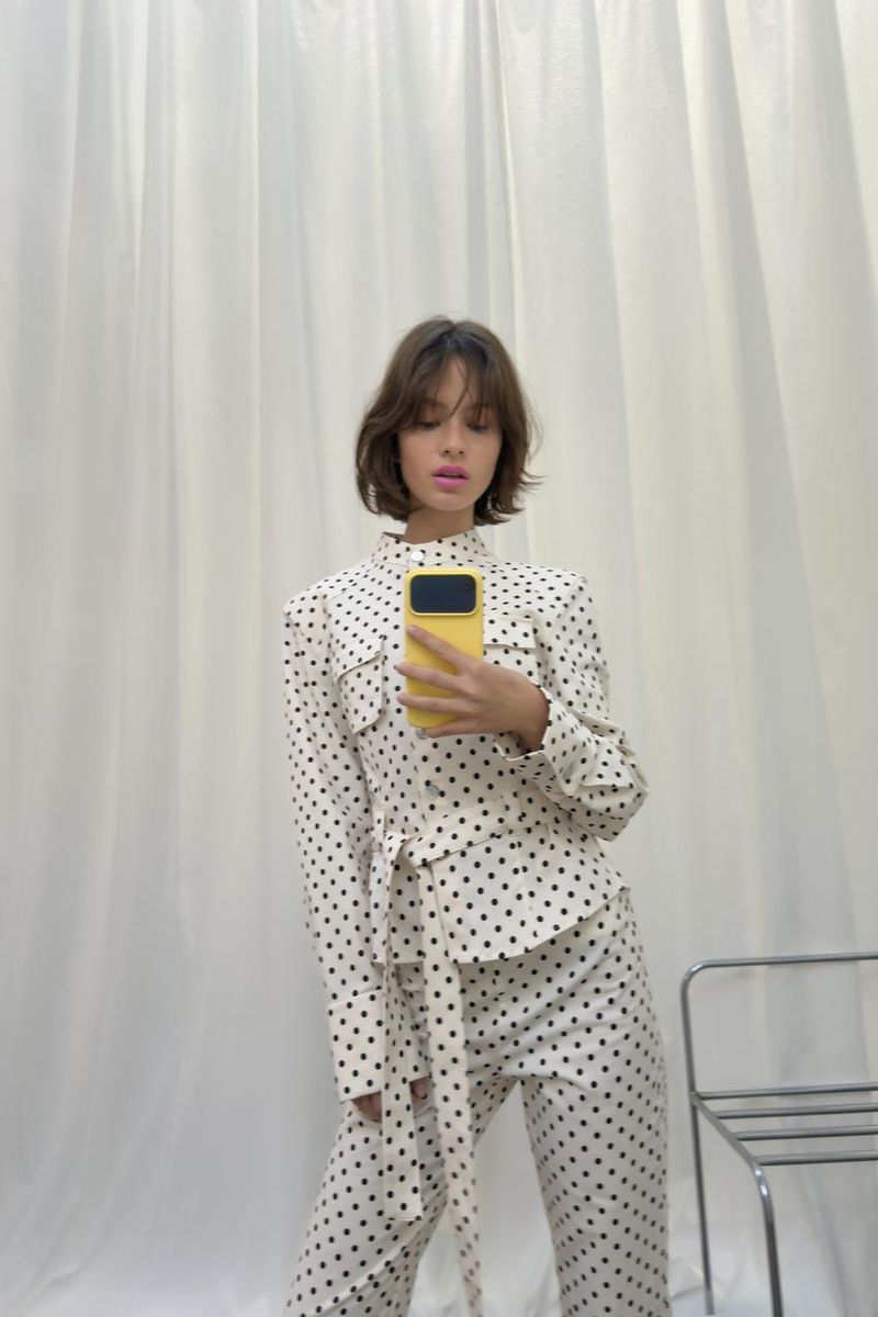 Polka Dot Shirt Jacket
