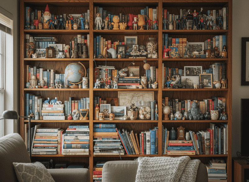 Overcrowded Shelves Filled With Random Decor