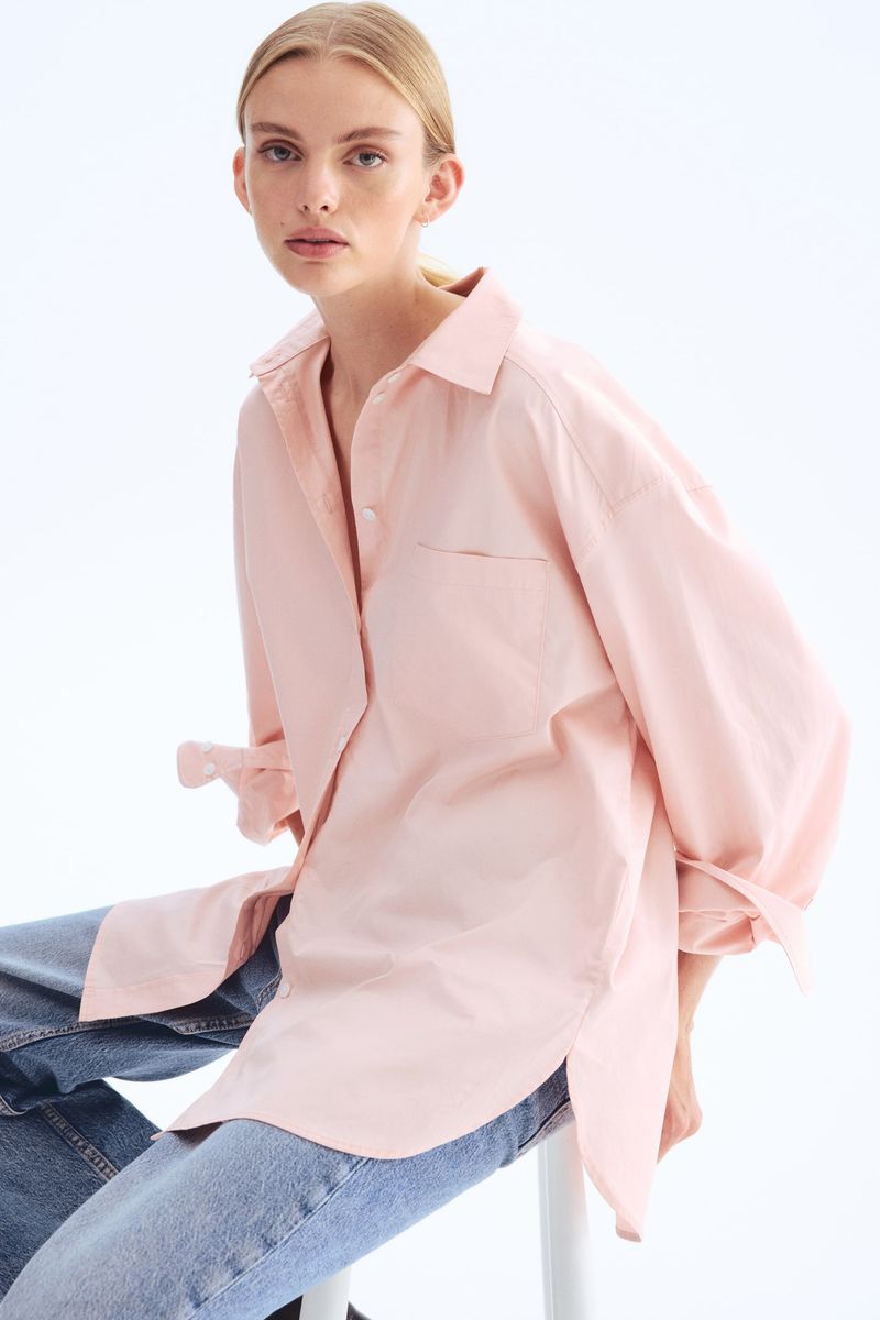 H&M Oversized Cotton Poplin Shirt in White (~$25)