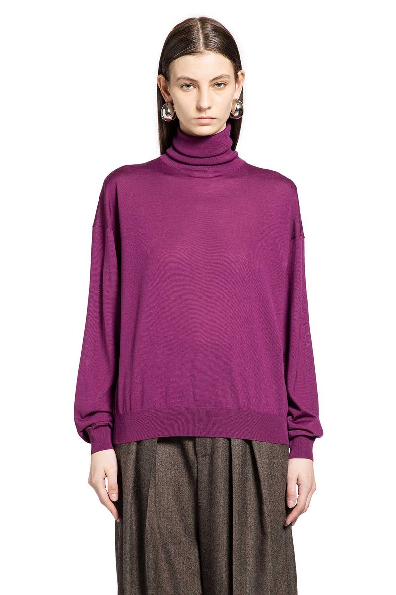 SAINT LAURENT Wool Turtleneck Sweater in Purple