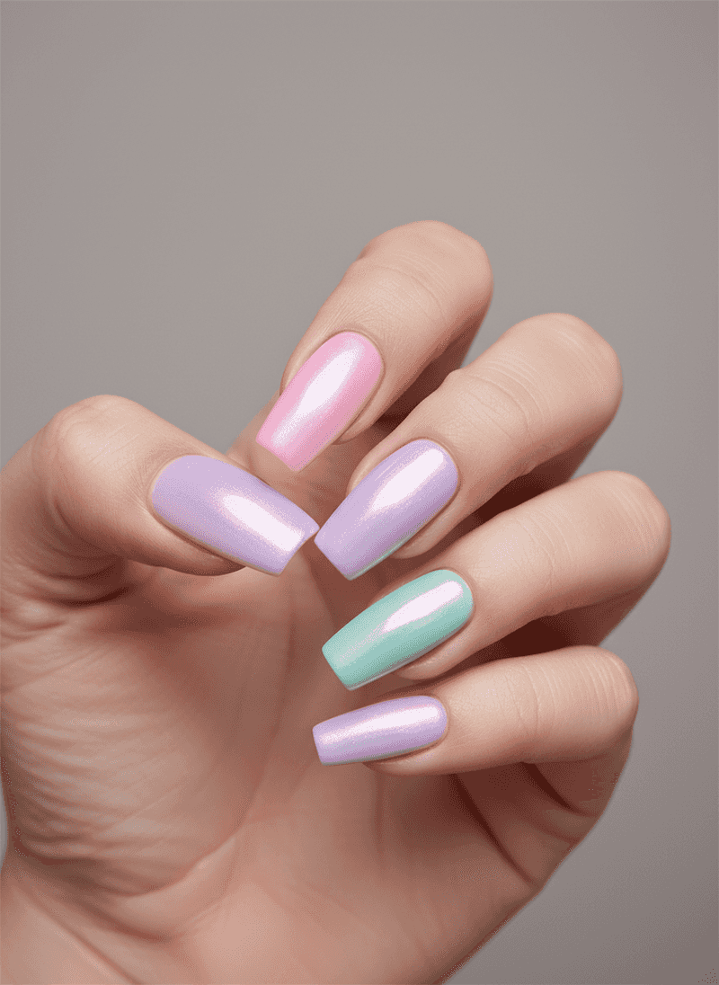 Chrome Pastel Glaze in Pearlescent Pink, Lilac, or Mint