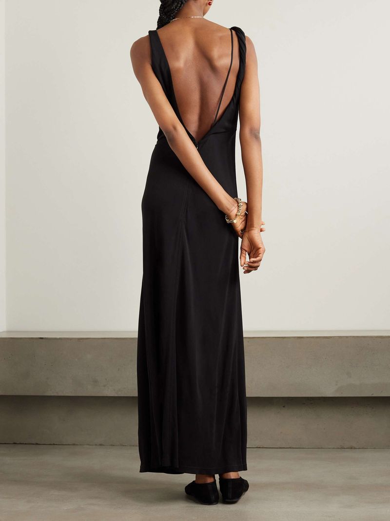 TOTEME Twisted Draped Satin Maxi Dress