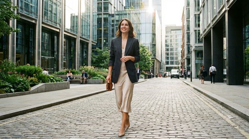 Tailored Blazer Over a Silk Slip Dress