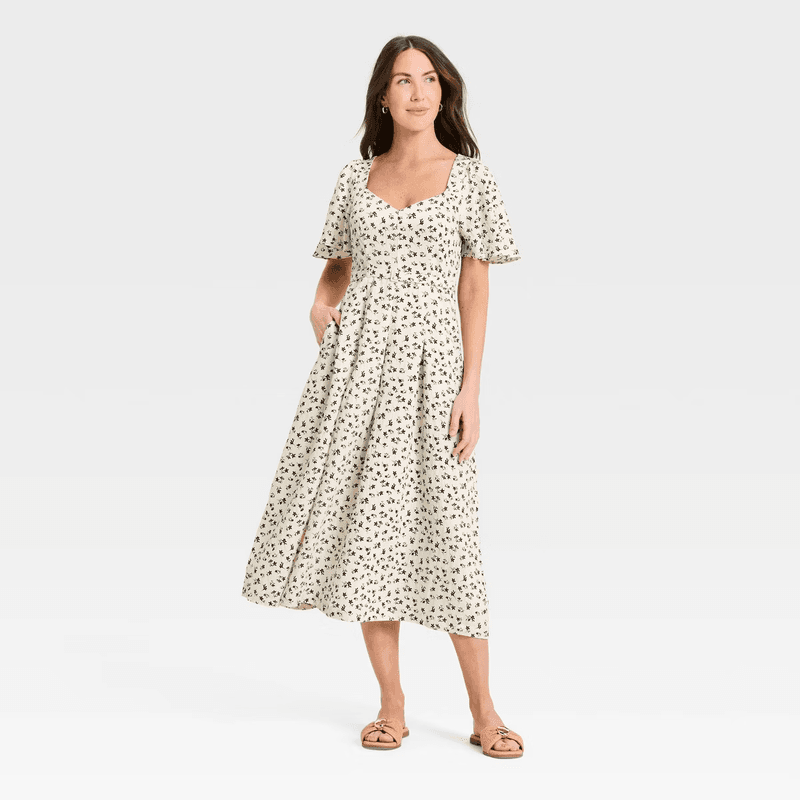 Target A New Day Flutter-Sleeve Belted Midi Dress