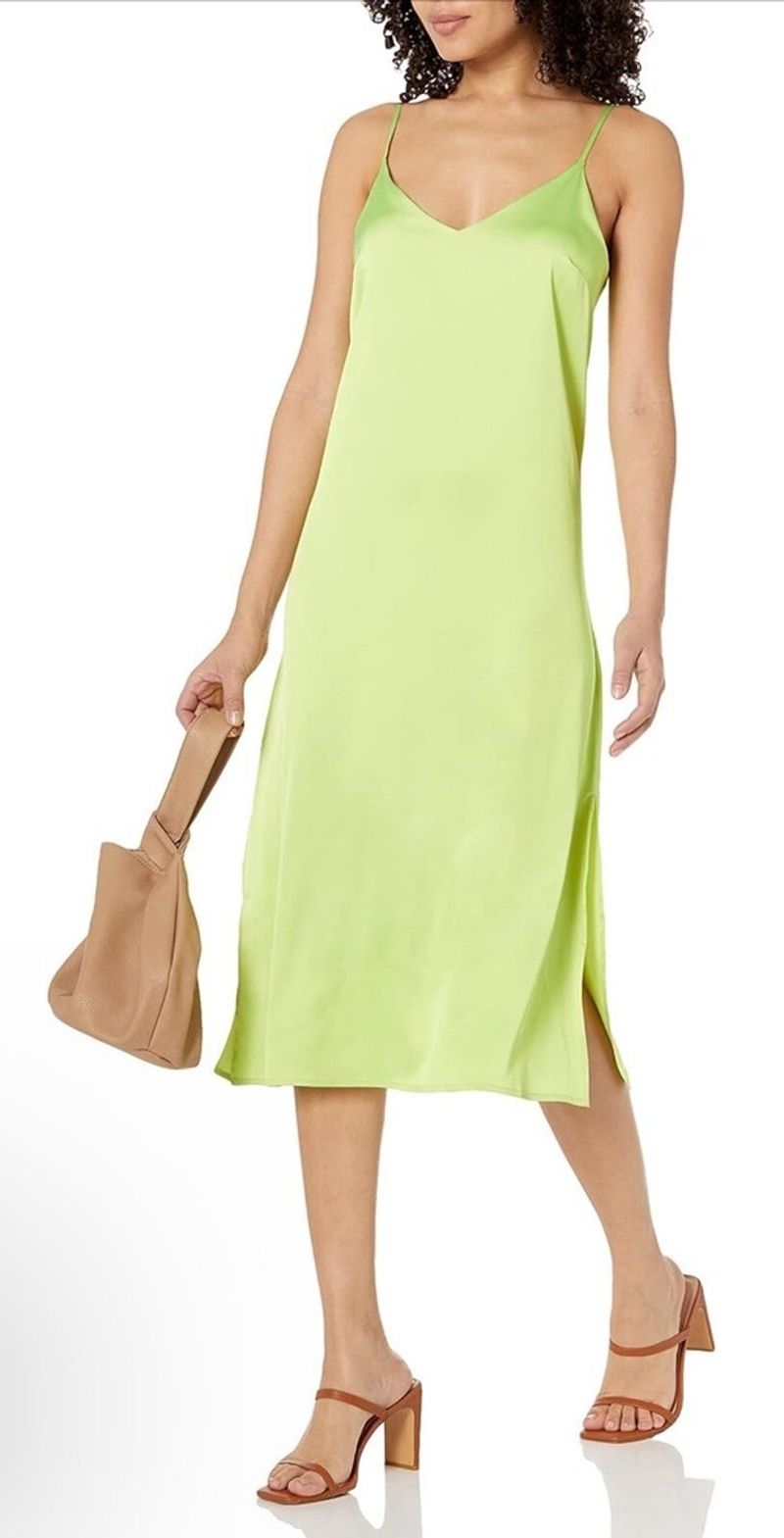 The Drop Ana Silky V-Neck Midi Slip Dress