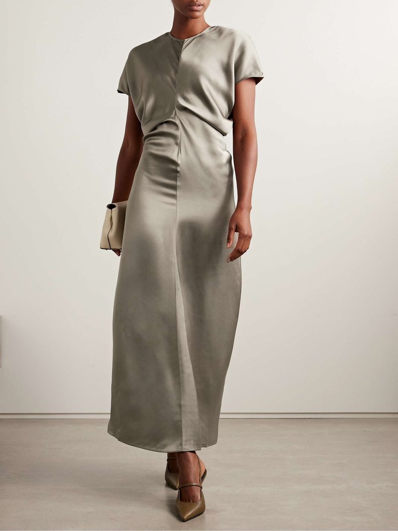Toteme Draped Satin Maxi Dress