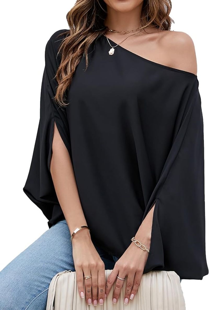VIMPUNEC Womens Off The Shoulder Flowy Top
