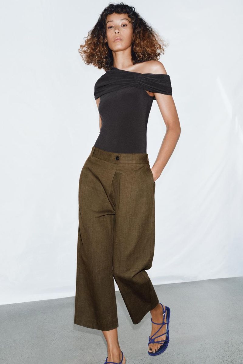 ZW Collection Pleated Cropped Pants